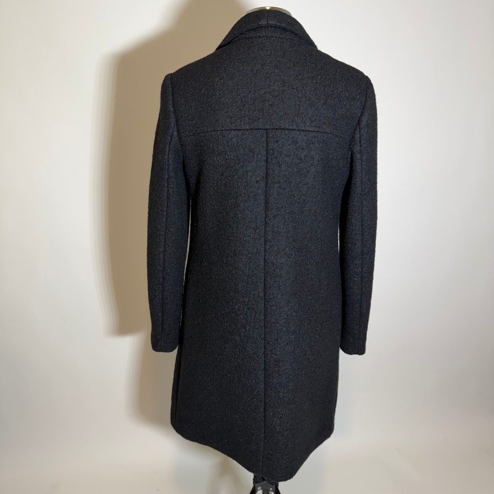 Kenneth Cole Wool Blend Asymmetrical Boucle Walker Coat Black Womens Small S - Picture 6 of 12